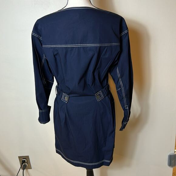 NWT Derek Lam 10 Crosby navy topstitched trench coat jacket dress - Picture 8 of 12